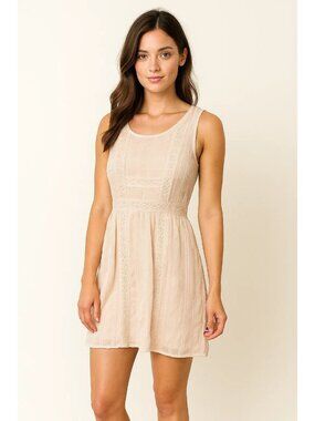 Aqua Pointelle Lace Dress Blush Color Large NWT Sleeveless Mini Elegant Design
